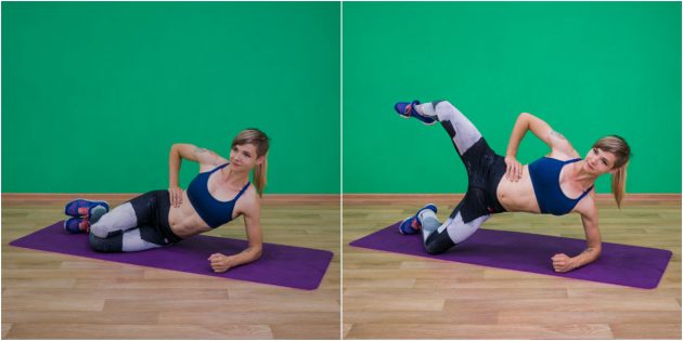 активирующие упражнения: боковая планка на коленях