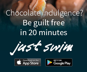 Chocolate indulgence? Be guilt-free in 20 minutes with the Just Swim App