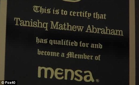 Induction: Tanishq was inducted into Mensa at the age of four scoring in the 99.9 percentile on the standardized intelligence test