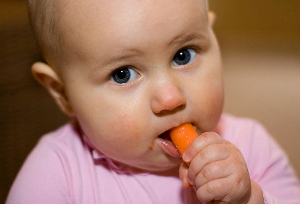Ребенок грызет морковь