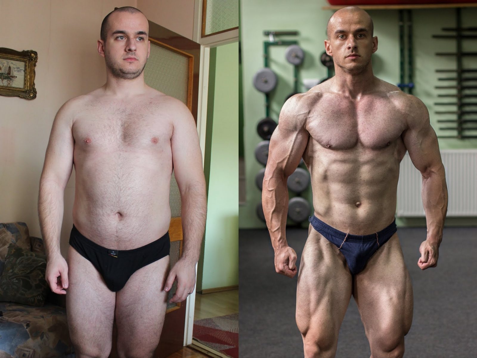 До и после тренировок по бодибилдингу