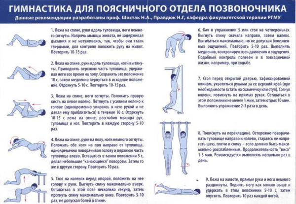 Гимнастика при остеохондрозе поясничного отдела позвоночника