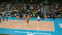 Bulgarian national volleyball team in the match against Japan in the FIVB World League 2011.jpg
