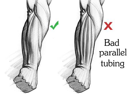 good forearm extensor drawing vs bad parallel tube extensors